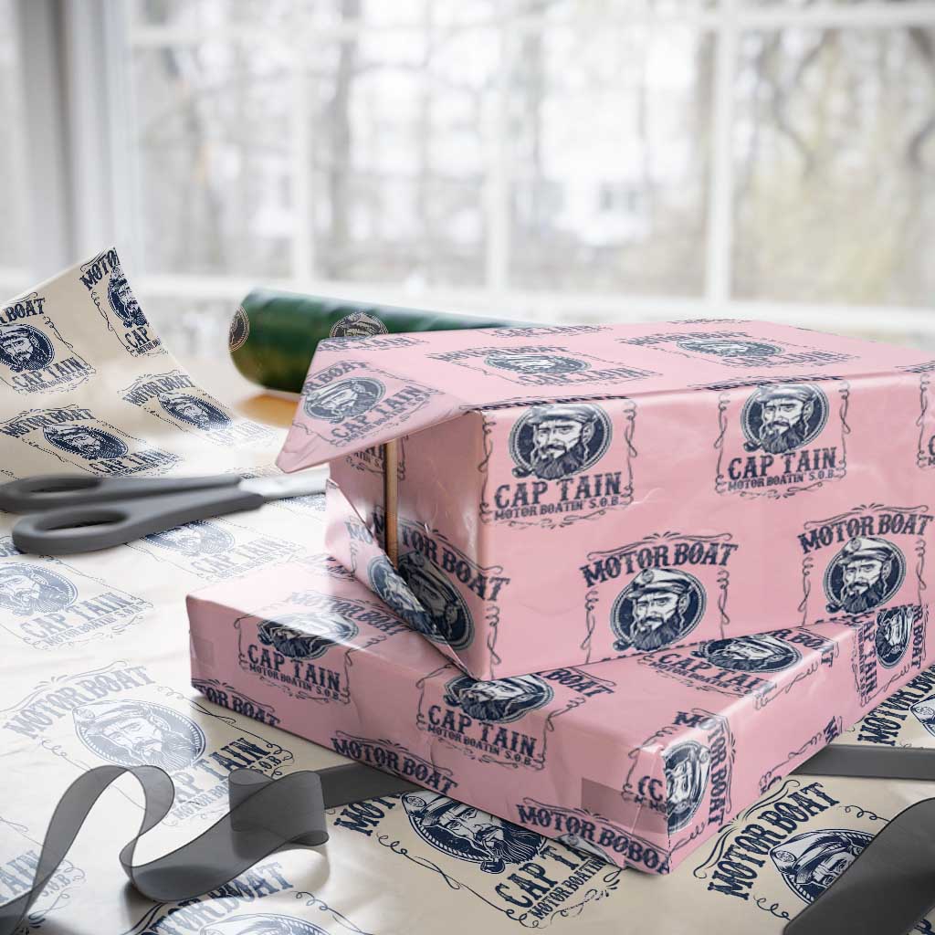 Motor Boat Captain Wrapping Paper Roll Funny Pontoon Boating Motor Boatin Lake Life - Wonder Print Shop