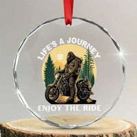 Motorcycle Bigfoot Sasquatch Crystal Glass Ornament Life Is A Journey Enjoy The Ride - Wonder Print Shop