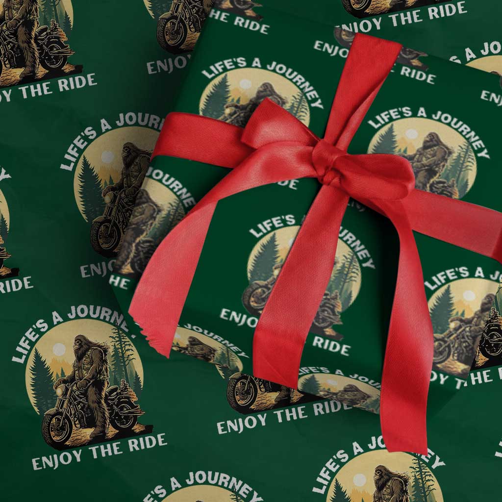 Motorcycle Bigfoot Sasquatch Wrapping Paper Roll Life Is A Journey Enjoy The Ride - Wonder Print Shop
