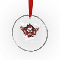 Motorcycle Biker Santa Crystal Glass Ornament Merry Christmas Skull Xmas TS10