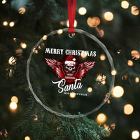 Motorcycle Biker Santa Crystal Glass Ornament Merry Christmas Skull Xmas TS10