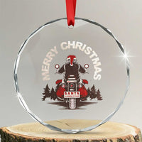 Motorcycle Crystal Glass Ornament Santa Riding to Town Merry Xmas TS10