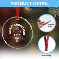 Motorcycle Crystal Glass Ornament Santa Riding to Town Merry Xmas TS10