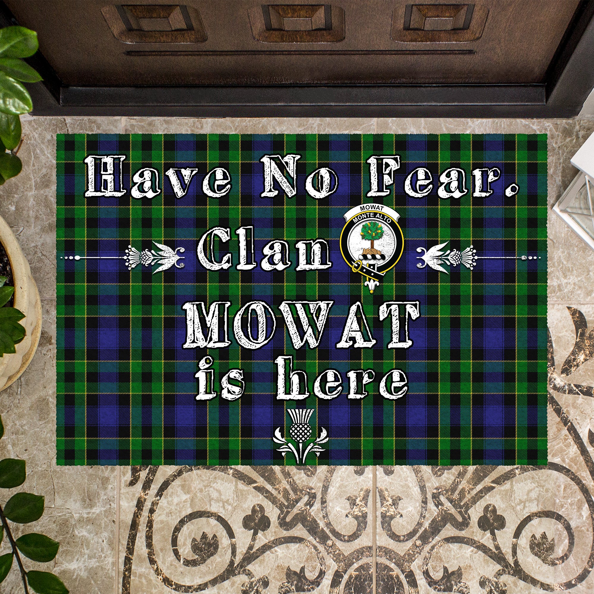 mowat-clan-tartan-door-mat-family-crest-have-no-fear-tartan-door-mat