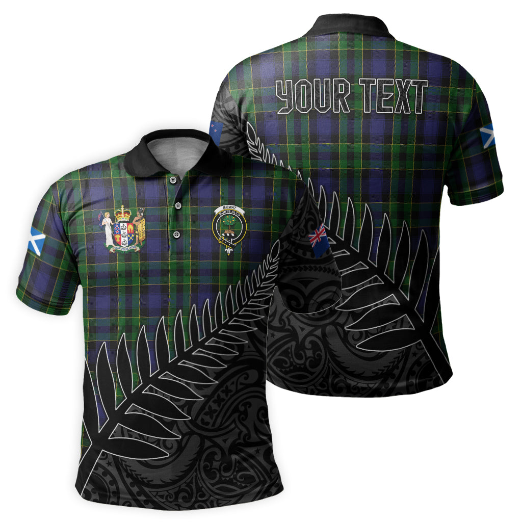 mowat-tartan-family-crest-golf-shirt-with-fern-leaves-and-coat-of-arm-of-new-zealand-personalized-your-name-scottish-tatan-polo-shirt