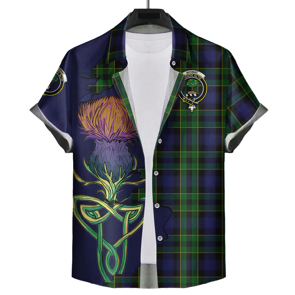 mowat-tartan-plaid-short-sleeve-button-down-shirt-tartan-crest-with-thistle-and-scotland-map-short-sleeve-button-shirt
