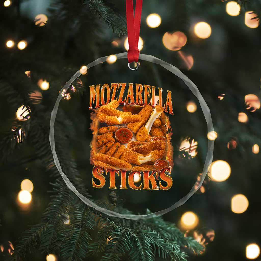 Mozzarella Sticks Crystal Glass Ornament Funny Foodie Meme Snack Lover Vintage 90s - Wonder Print Shop