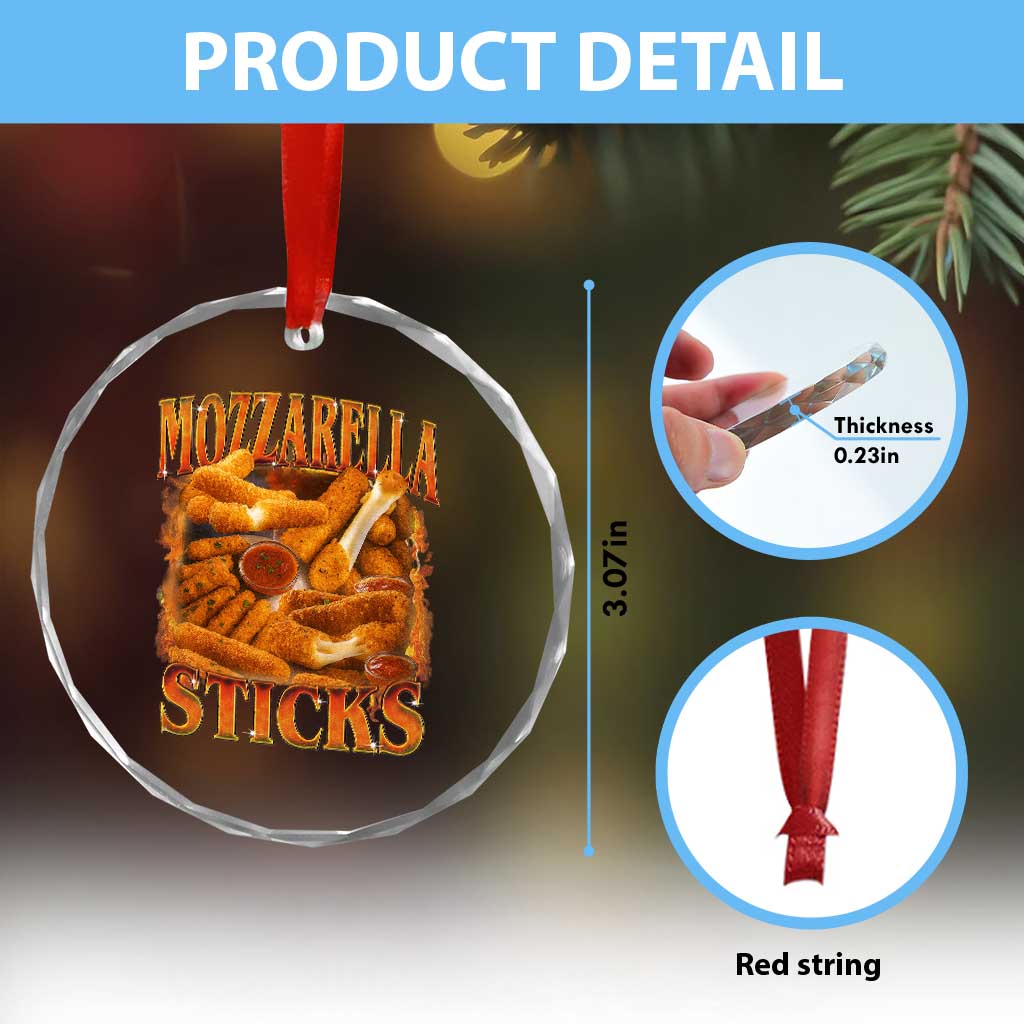 Mozzarella Sticks Crystal Glass Ornament Funny Foodie Meme Snack Lover Vintage 90s - Wonder Print Shop
