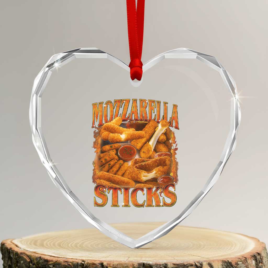 Mozzarella Sticks Heart Crystal Glass Ornament Funny Foodie Meme Snack Lover Vintage 90s - Wonder Print Shop