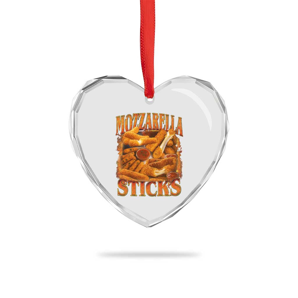 Mozzarella Sticks Heart Crystal Glass Ornament Funny Foodie Meme Snack Lover Vintage 90s - Wonder Print Shop