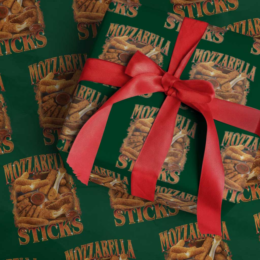 Mozzarella Sticks Wrapping Paper Roll Funny Foodie Meme Snack Lover Vintage 90s - Wonder Print Shop