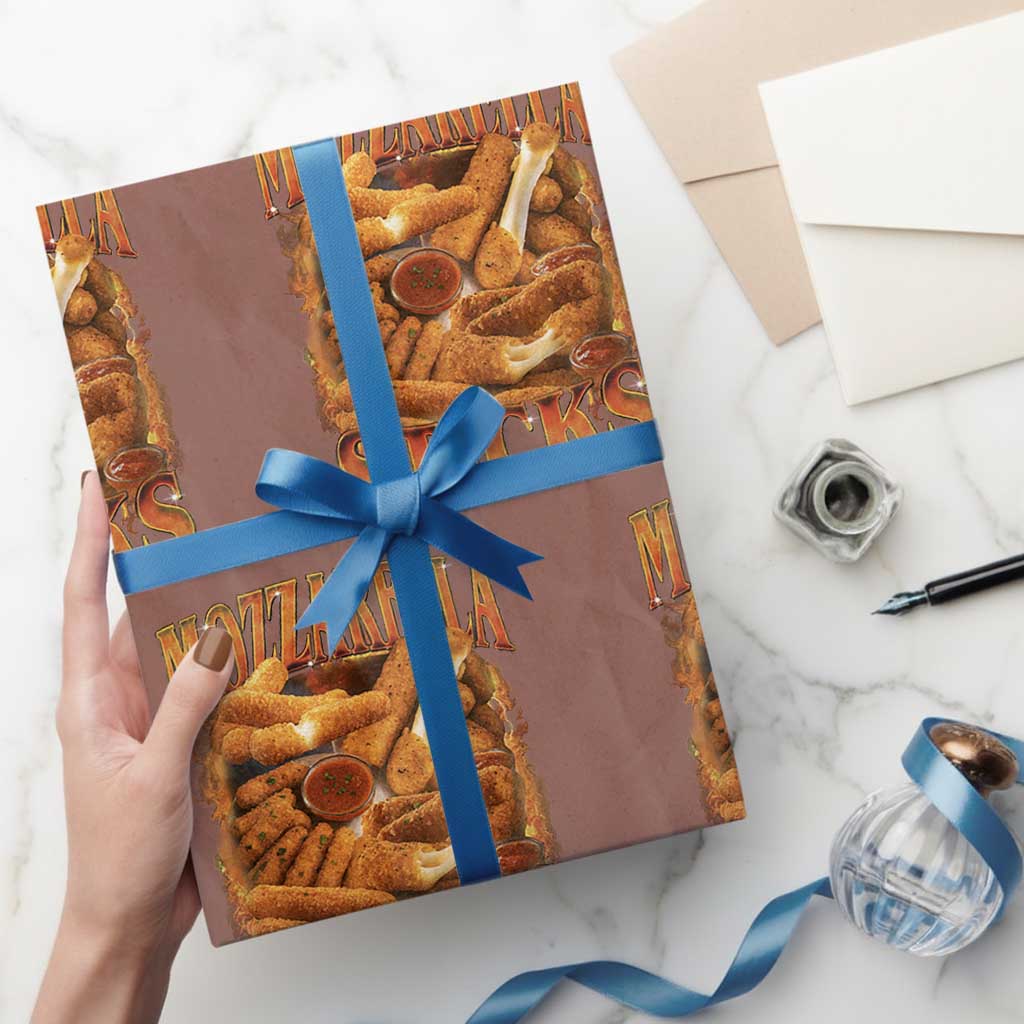 Mozzarella Sticks Wrapping Paper Roll Funny Foodie Meme Snack Lover Vintage 90s - Wonder Print Shop