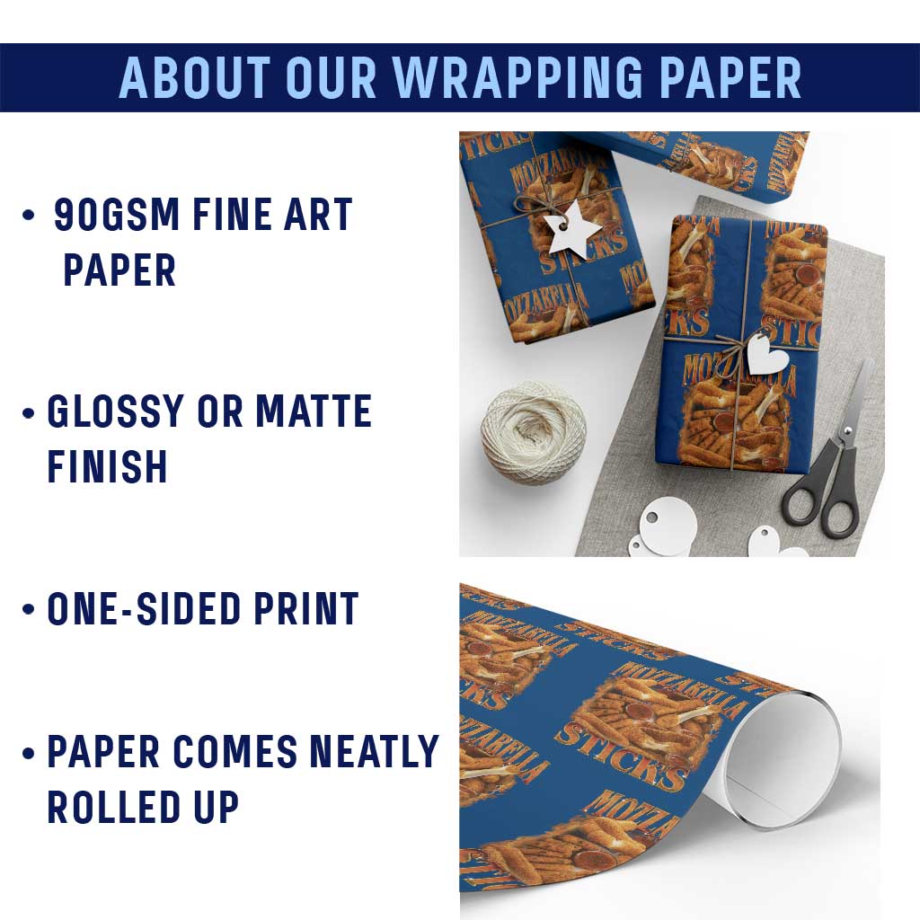 Mozzarella Sticks Wrapping Paper Roll Funny Foodie Meme Snack Lover Vintage 90s - Wonder Print Shop