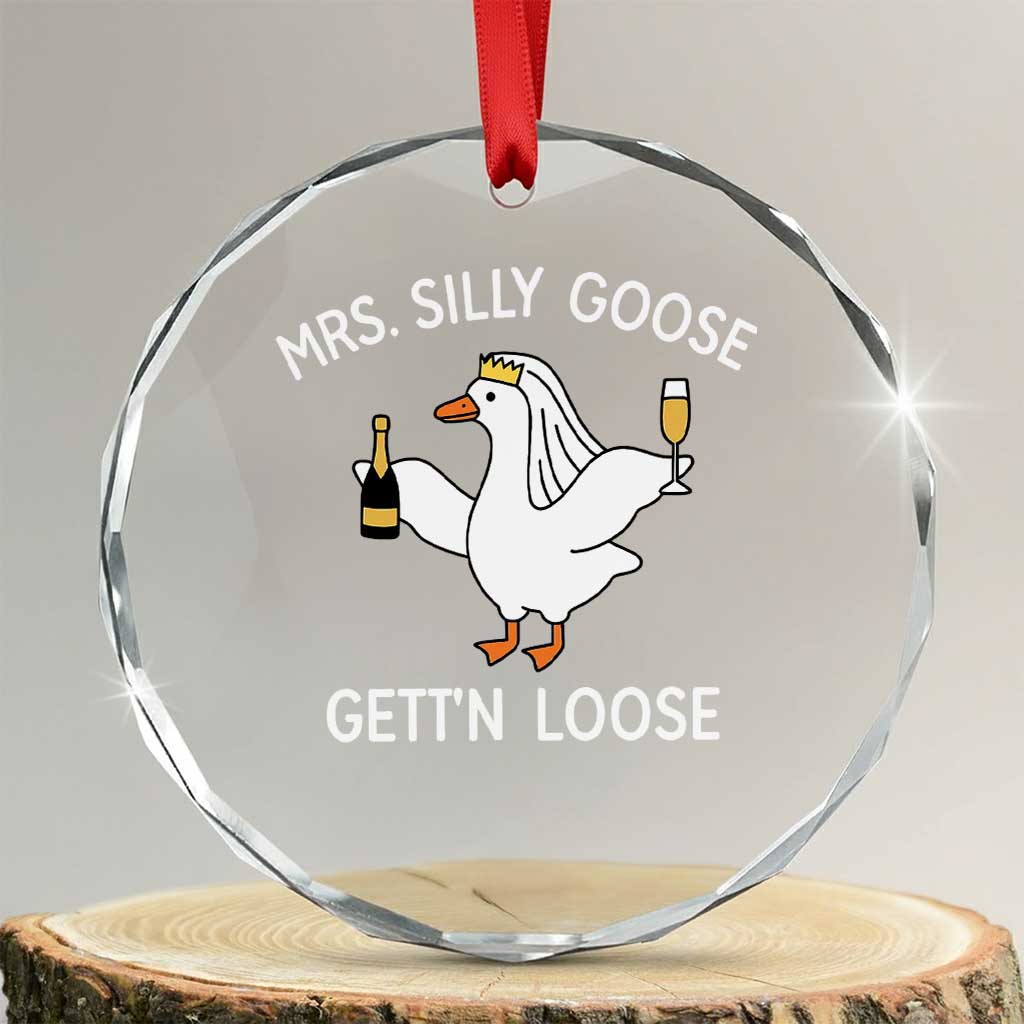 Mrs. Silly Goose Bride Crystal Glass Ornament Funny Goose Lovers - Wonder Print Shop