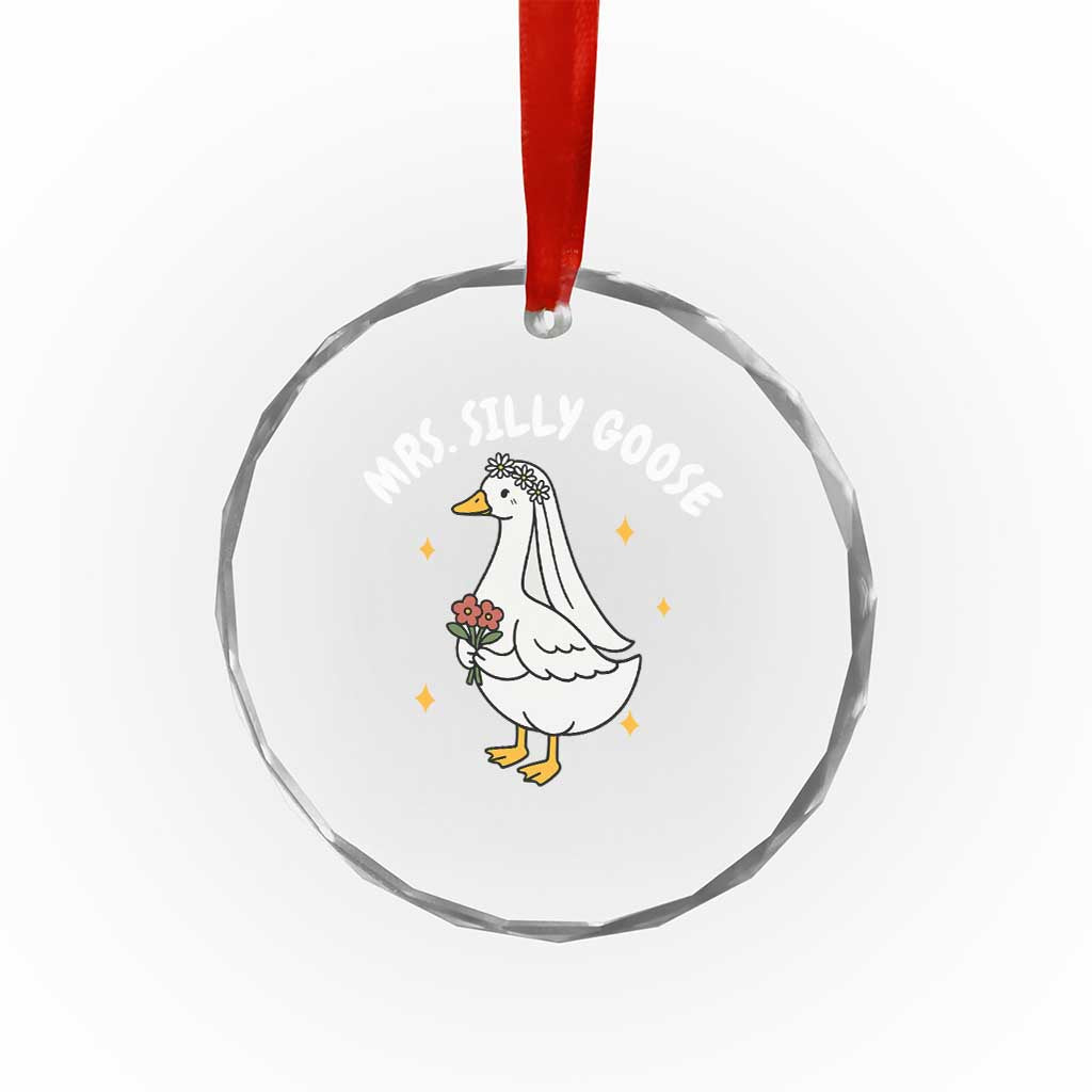 Mrs. Silly Goose Bride Crystal Glass Ornament Funny Goose Lovers Bride To Be - Wonder Print Shop