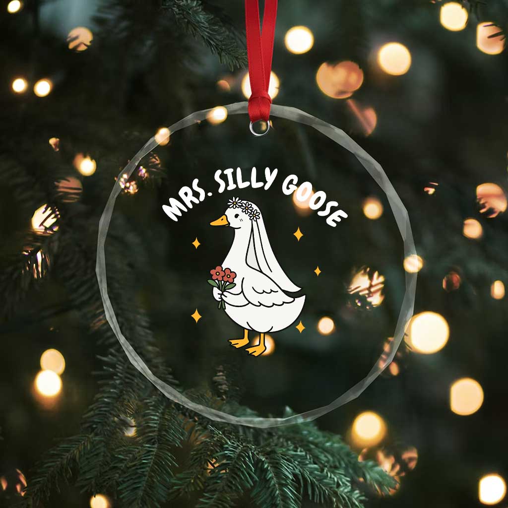 Mrs. Silly Goose Bride Crystal Glass Ornament Funny Goose Lovers Bride To Be - Wonder Print Shop