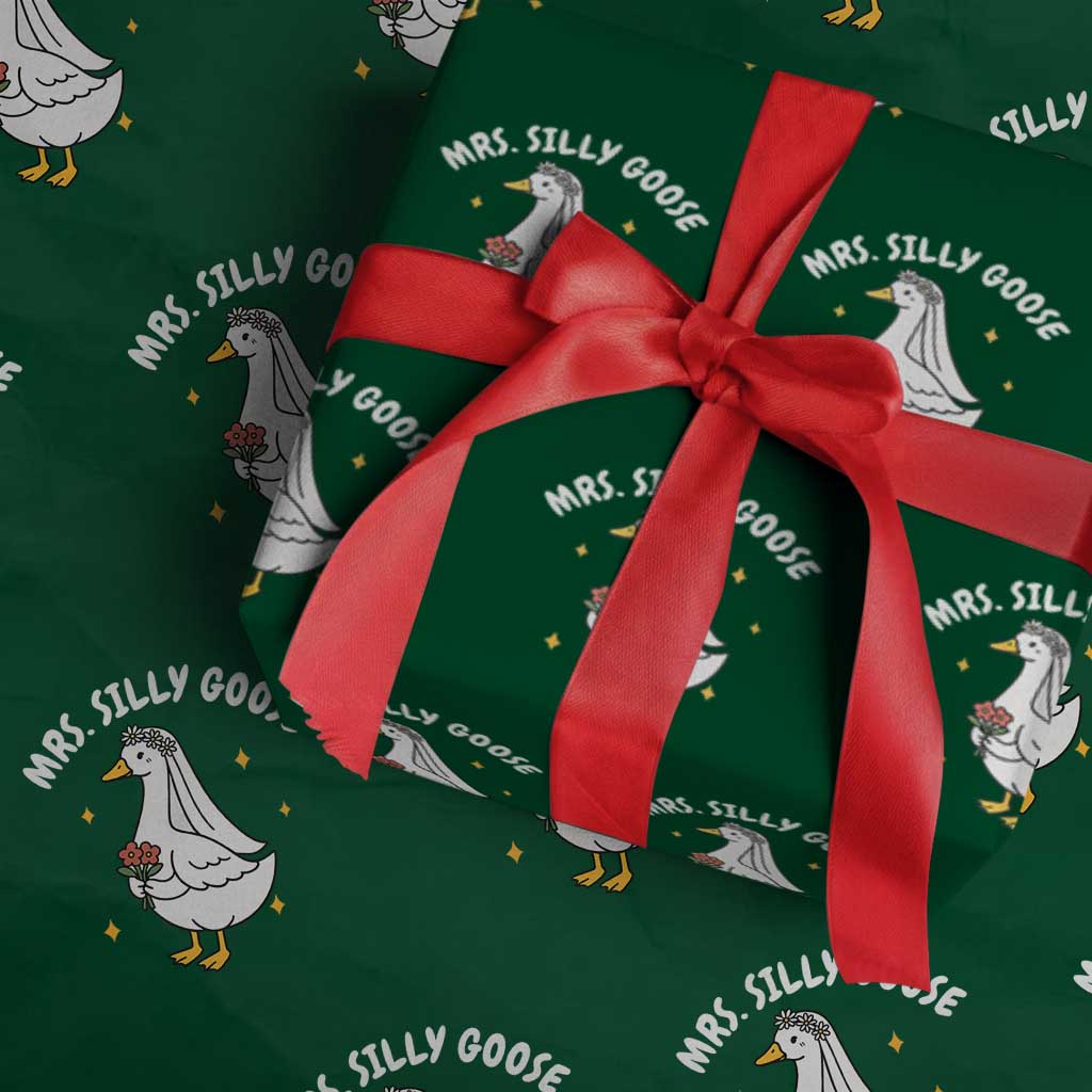 Mrs. Silly Goose Bride Wrapping Paper Roll Funny Goose Lovers Bride To Be - Wonder Print Shop