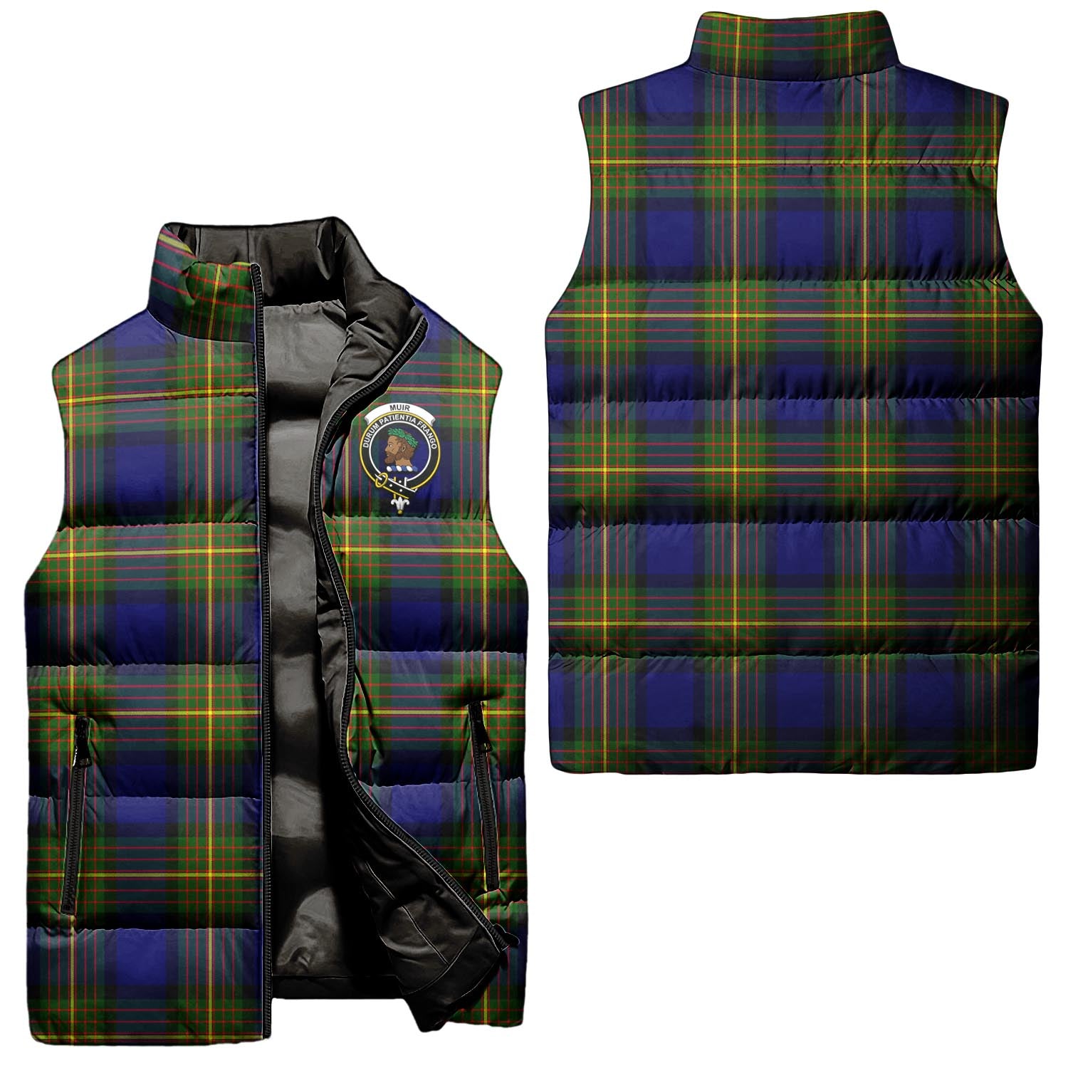 muir-clan-puffer-vest-family-crest-plaid-sleeveless-down-jacket