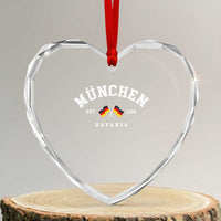 Munich City Bavaria Germany Est 1158 Heart Crystal Glass Ornament Vintage German Flag