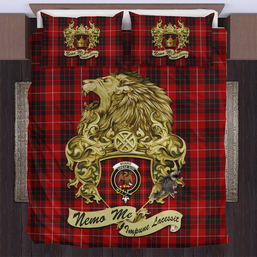munro-black-and-red-tartan-bedding-set-motto-nemo-me-impune-lacessit-with-vintage-lion-family-crest-tartan-plaid-duvet-cover-scottish-tartan-plaid-comforter-vintage-style