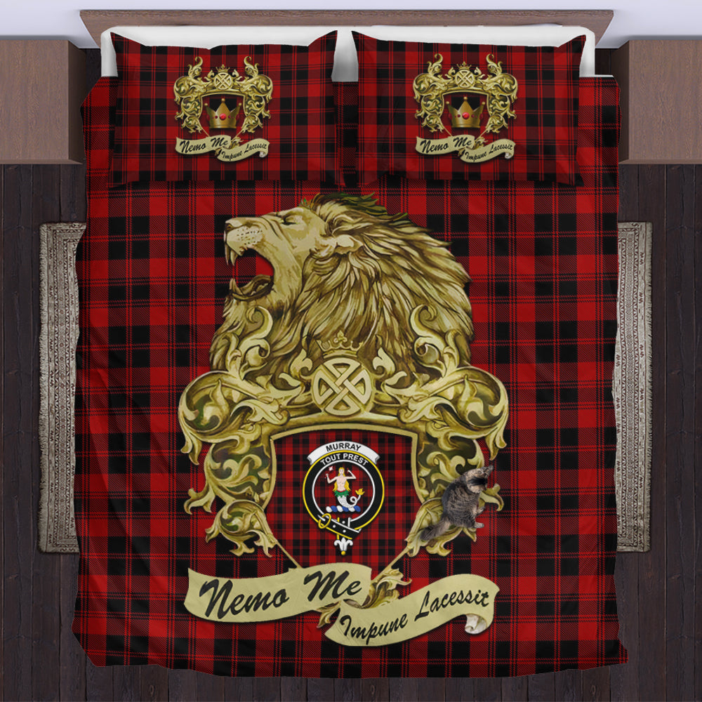 murray-of-ochtertyre-tartan-bedding-set-motto-nemo-me-impune-lacessit-with-vintage-lion-family-crest-tartan-plaid-duvet-cover-scottish-tartan-plaid-comforter-vintage-style