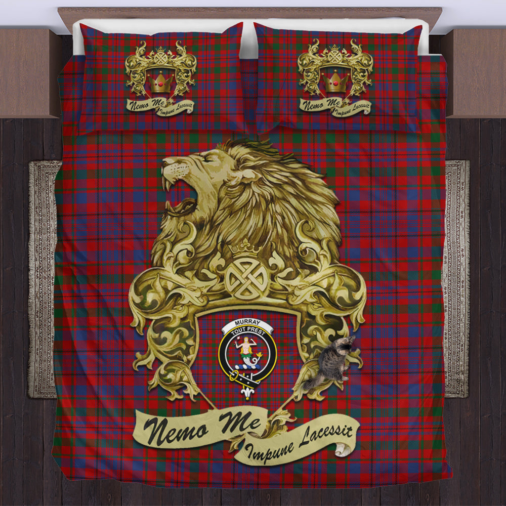 murray-of-tullibardine-tartan-bedding-set-motto-nemo-me-impune-lacessit-with-vintage-lion-family-crest-tartan-plaid-duvet-cover-scottish-tartan-plaid-comforter-vintage-style