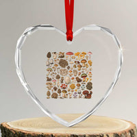 Mushroom Lovers Heart Crystal Glass Ornament Mycology Fungi Foraging Mushroom Whisperer