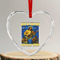 Music Give Us This Day Our Daily Shred Heart Crystal Glass Ornament Funny Jesus Rock Guitar Meme - Wonder Print Shop