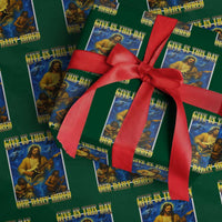 Music Give Us This Day Our Daily Shred Wrapping Paper Roll Funny Jesus Rock Guitar Meme - Wonder Print Shop