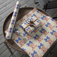 My 1st 4th of July Coquette Bow Striped Cherries Wrapping Paper Roll Preppy Patriotic Baby Girl Independence Holiday