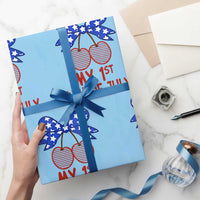 My 1st 4th of July Coquette Bow Striped Cherries Wrapping Paper Roll Preppy Patriotic Baby Girl Independence Holiday