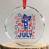 My 1st Fourth of July Patriotic Star Bow Crystal Glass Ornament Number One Festive Holiday Independence Milestone