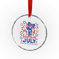 My 1st Fourth of July Patriotic Star Bow Crystal Glass Ornament Number One Festive Holiday Independence Milestone