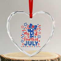 My 1st Fourth of July Patriotic Star Bow Heart Crystal Glass Ornament Number One Festive Holiday Independence Milestone