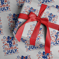 My 1st Fourth of July Patriotic Star Bow Wrapping Paper Roll Number One Festive Holiday Independence Milestone
