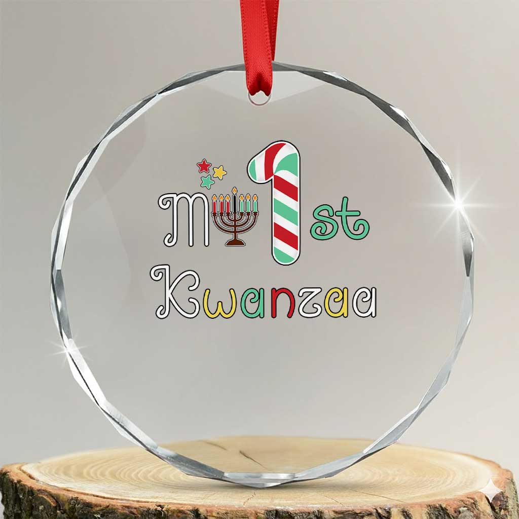 My 1st Kwanzaa Crystal Glass Ornament Babys First Kwanzaa Kinara Gift
