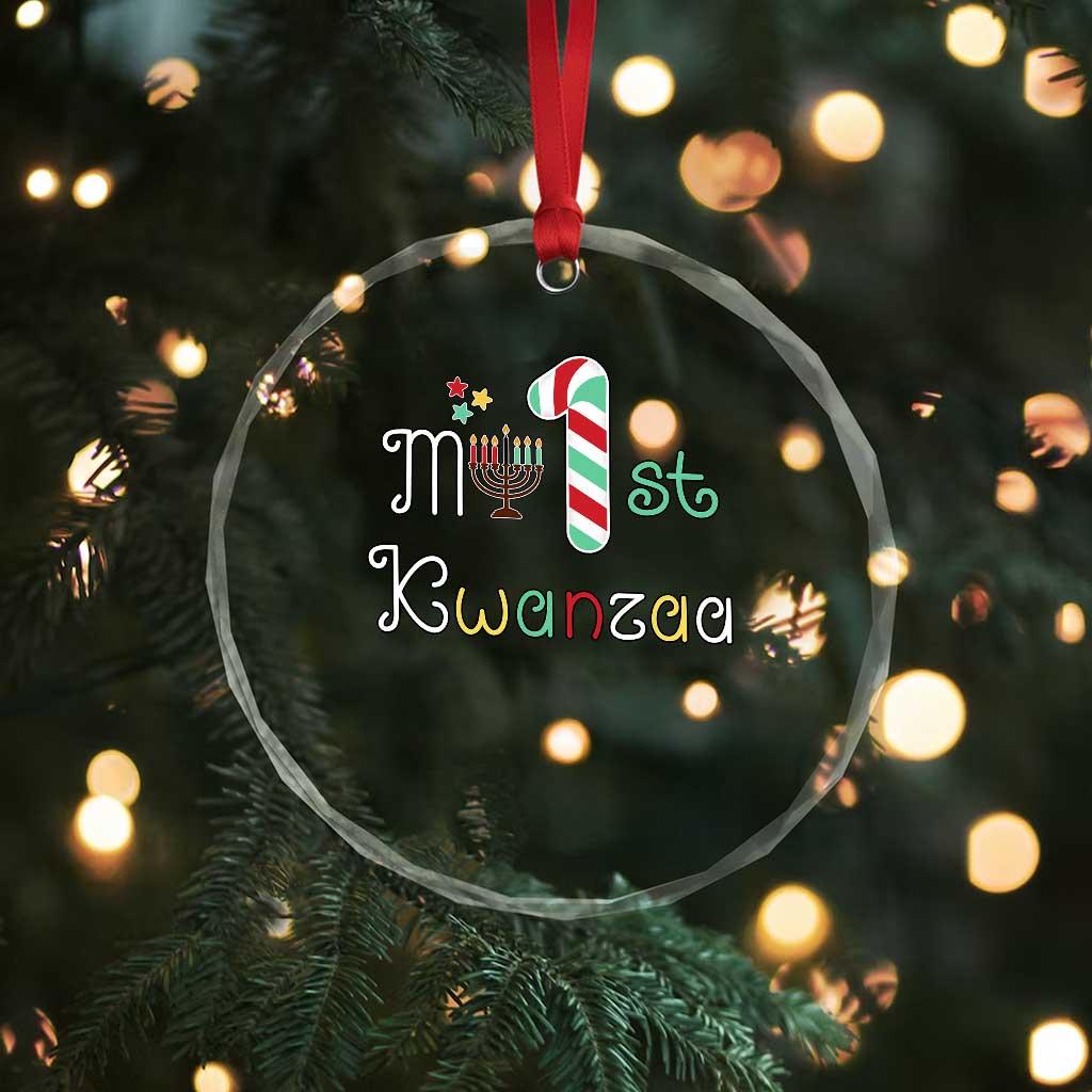 My 1st Kwanzaa Crystal Glass Ornament Babys First Kwanzaa Kinara Gift