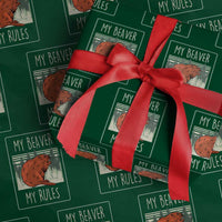 My Beaver My Rules Wrapping Paper Roll Funny Beaver  Outdoor Nature Lover - Wonder Print Shop