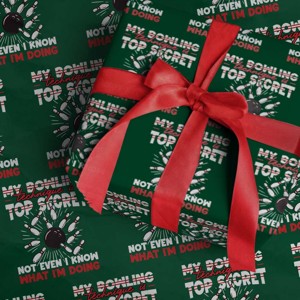 My Bowling Technique Is Top Secret Wrapping Paper Roll Funny Bowler Gift - Wonder Print Shop
