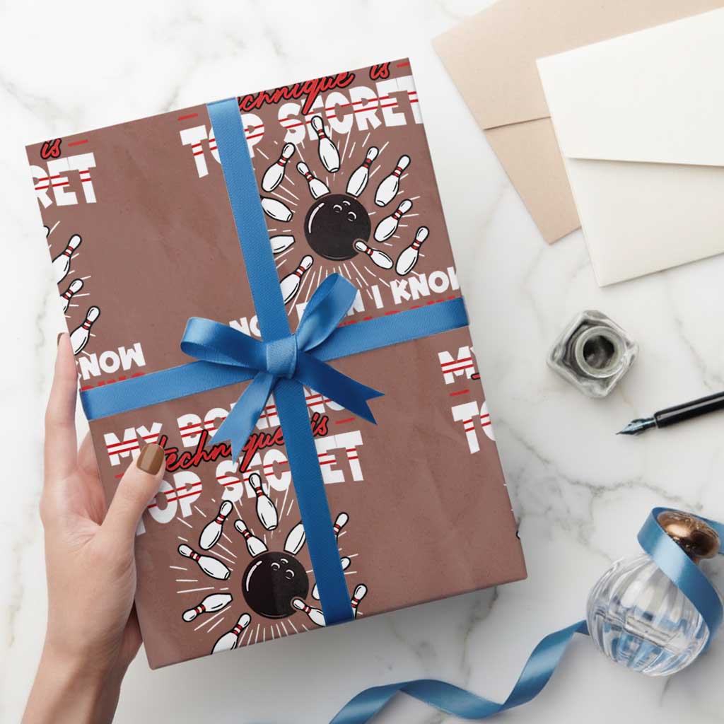 My Bowling Technique Is Top Secret Wrapping Paper Roll Funny Bowler Gift - Wonder Print Shop