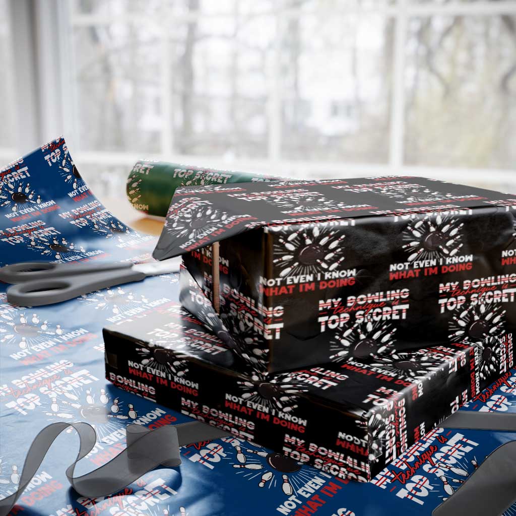 My Bowling Technique Is Top Secret Wrapping Paper Roll Funny Bowler Gift - Wonder Print Shop