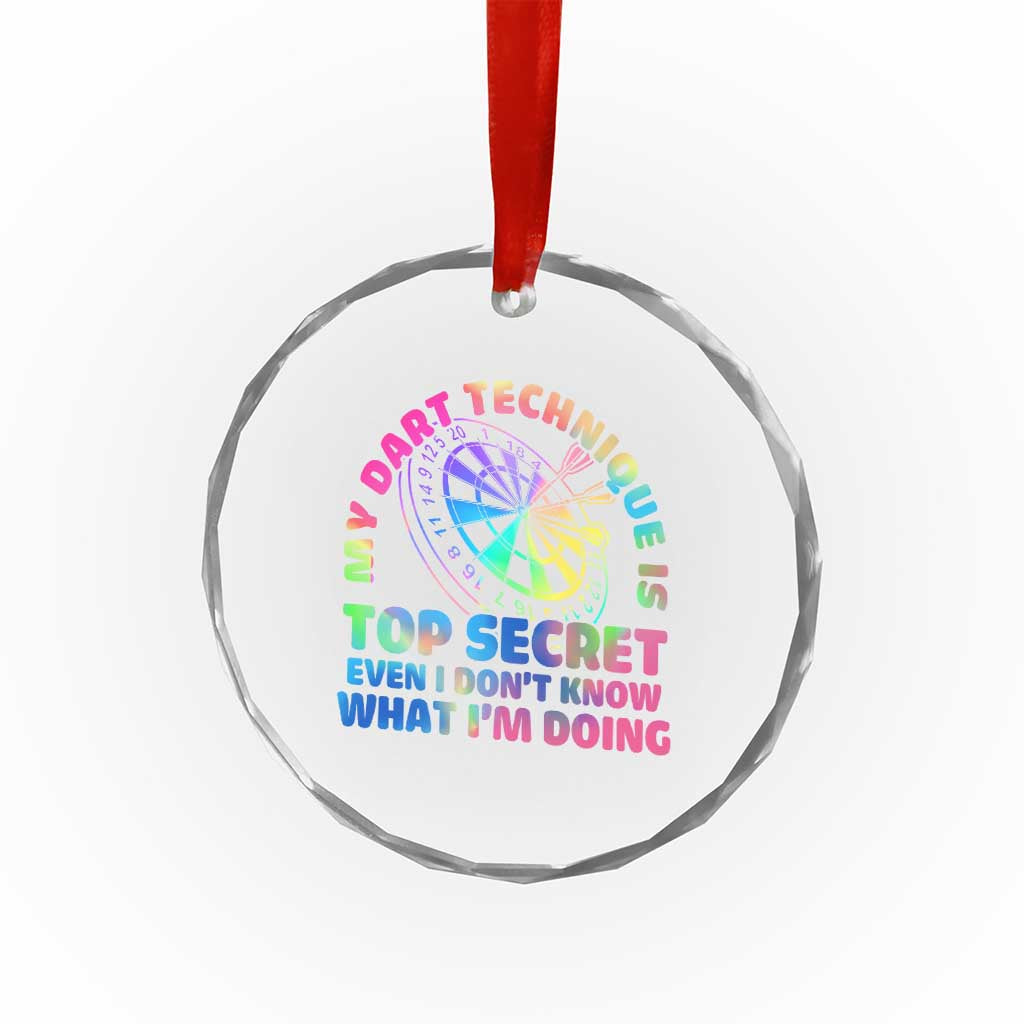 My Dart Technique Is Top Secret Crystal Glass Ornament Vintage Tie Dye Dart Lover - Wonder Print Shop