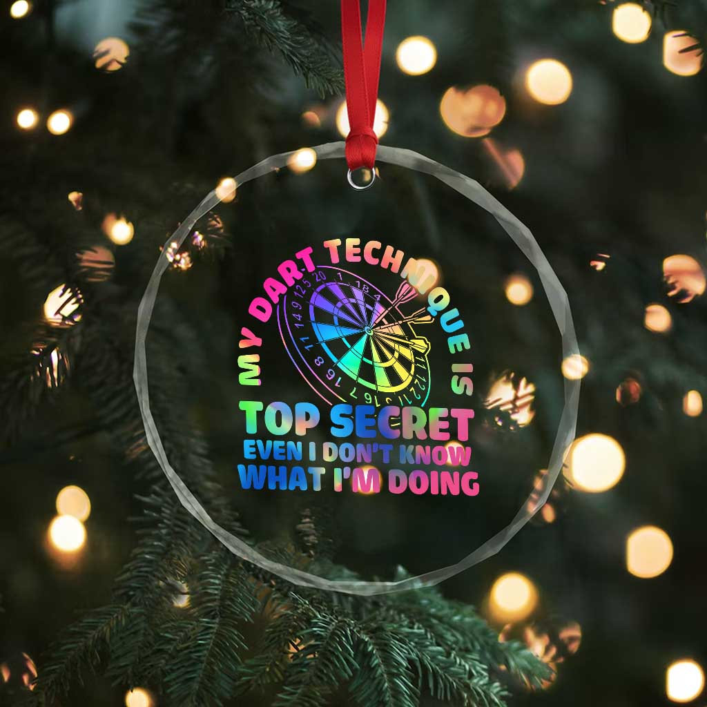 My Dart Technique Is Top Secret Crystal Glass Ornament Vintage Tie Dye Dart Lover - Wonder Print Shop