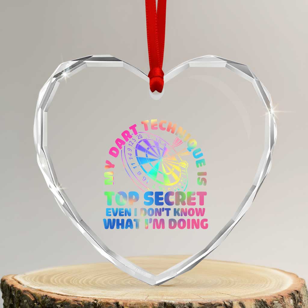 My Dart Technique Is Top Secret Heart Crystal Glass Ornament Vintage Tie Dye Dart Lover - Wonder Print Shop