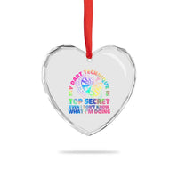 My Dart Technique Is Top Secret Heart Crystal Glass Ornament Vintage Tie Dye Dart Lover - Wonder Print Shop