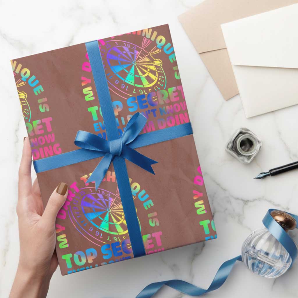 My Dart Technique Is Top Secret Wrapping Paper Roll Vintage Tie Dye Dart Lover - Wonder Print Shop
