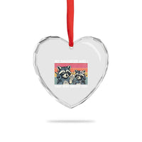 My Daughter And I Talk Shit About You Heart Crystal Glass Ornament Funny Raccoon Dad Gift