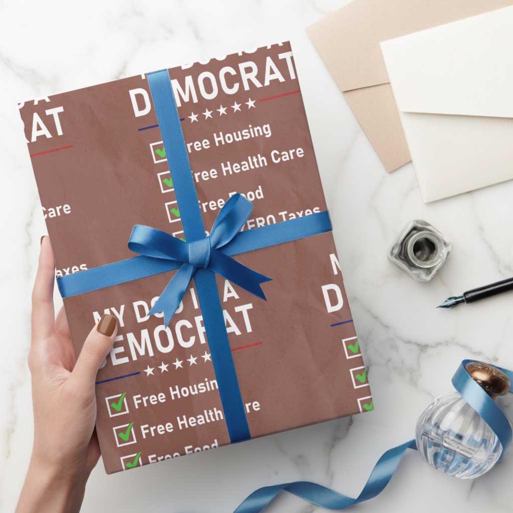 My Dog Is A Democrat Satirical Checklist Wrapping Paper Roll Funny Conservative Humor Dog Owner Gifts