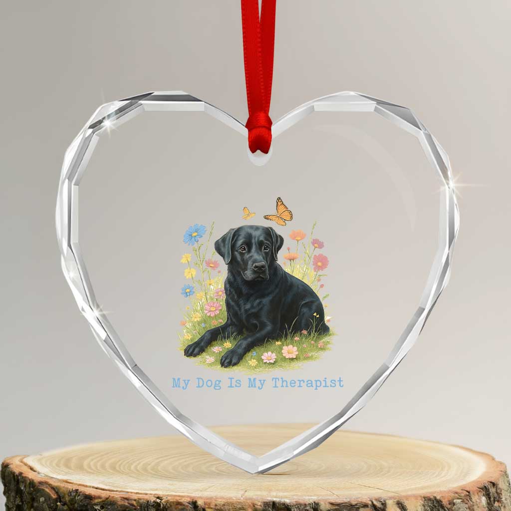 My Dog Is My Therapist Heart Crystal Glass Ornament Labrador Retriever Lover Gift - Wonder Print Shop