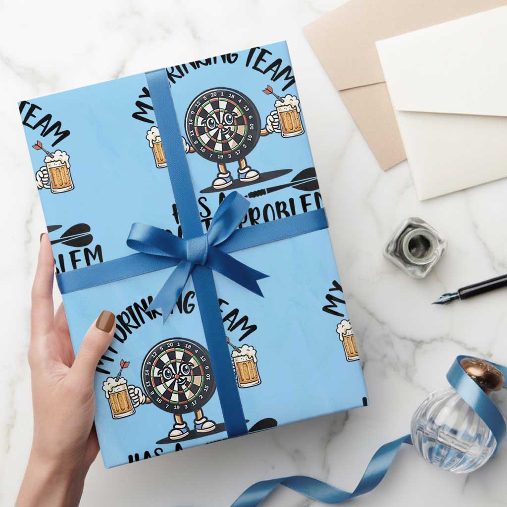 My Drinking Team Has A Darts Problem Wrapping Paper Roll Funny Darts Player Team - Wonder Print Shop